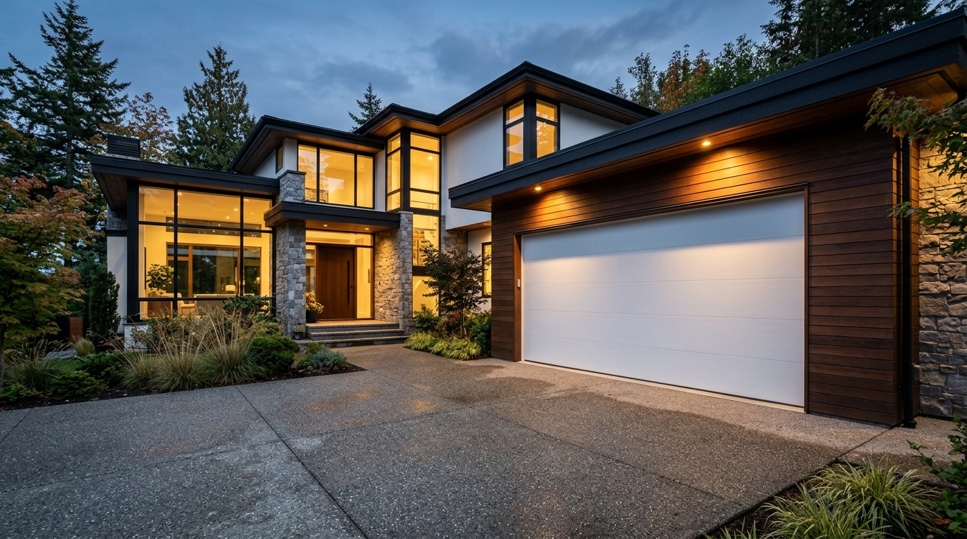 Modern White Flush Garage Door Winnipeg